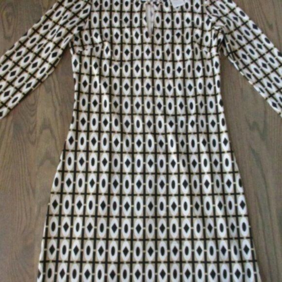 Julie Brown Tan Black Geometric Dress Small - Picture 3 of 6